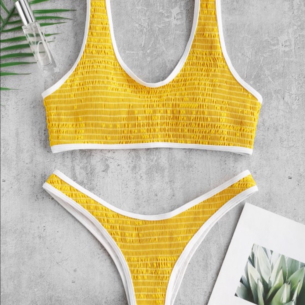Zaful Yellow Smocked Bikini ☀️
